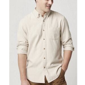J.Crew Men’s Classic Brushed Twill Cotton Button-Up Shirt Heather Flax Ivory LT